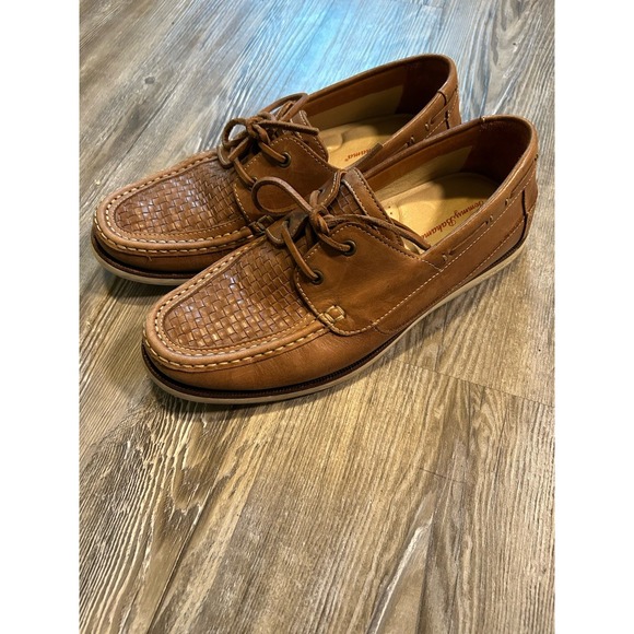 Tommy Bahama Orson Shoes Men's 8M  Brown Leather Woven Driving Loafers Venetian - Picture 1 of 7
